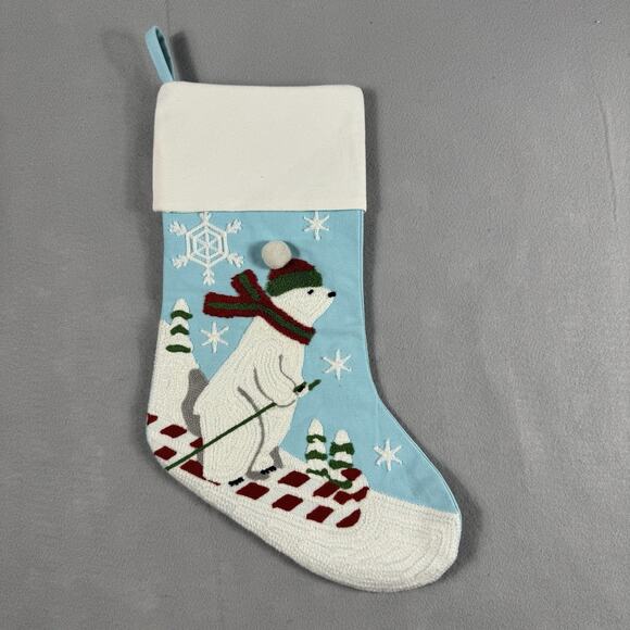 Lot of 3 Alice Doria Blue Christmas Stockings Polar Bear Snowman Penguins 21” - Picture 3 of 9